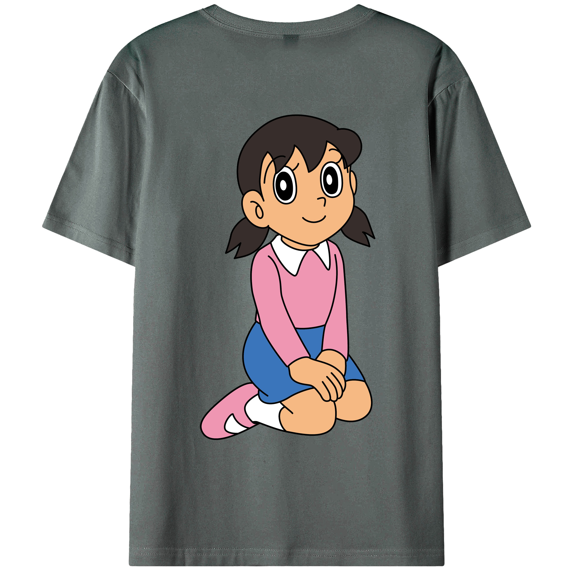 （画像用） ドラえもん みなもと しずか Doraemon Shizuka Minamoto 綿100％ メンズ半袖Tシャツ（バックプリント） 通気性